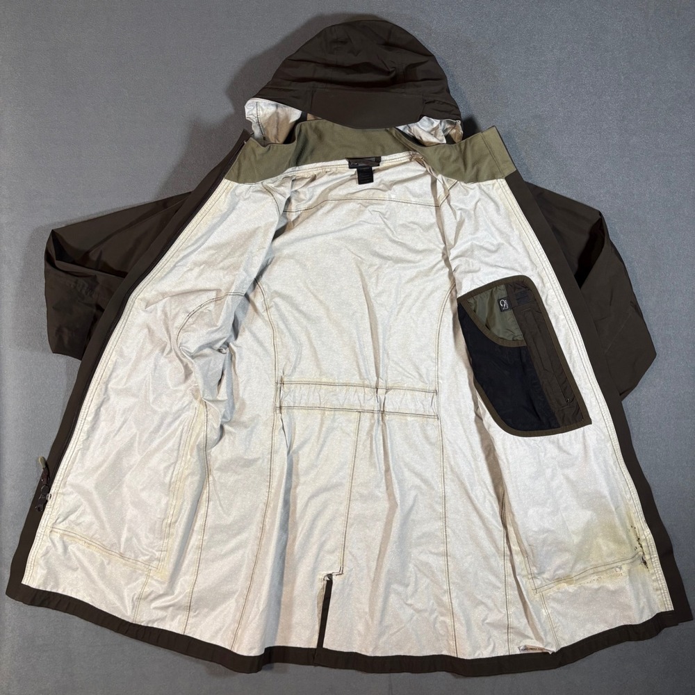 REI E1 Elements Women Medium Brown Windbreaker Removable Hood Full Zip Rainproof - Picture 4 of 12